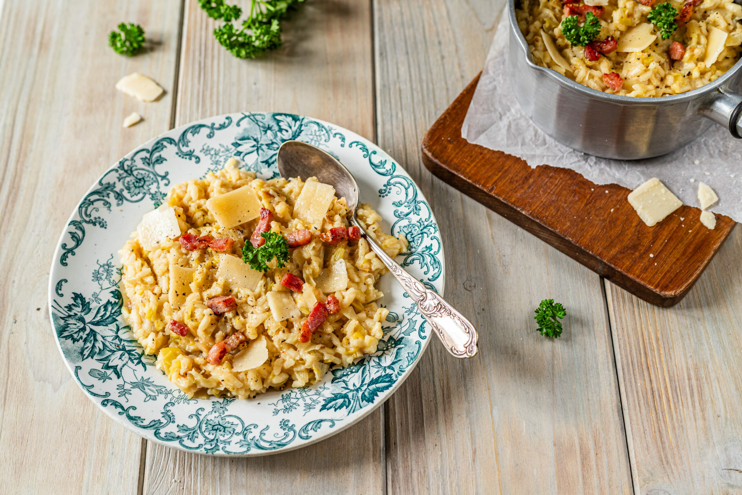 Recette Risotto poireaux et lardons CookingViaje Photographe culinaire